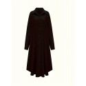 Plus Size Elegant Dress, Women's Plus Solid Button Up Long Sleeve Lapel Collar Shirt Dress