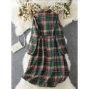 Chic Plaid Shirt Dress with Belt - Casual Polyester, Machine Washable, Non-Stretch Fabric for All Seasons