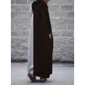 Plus Size Color Block Hooded Dress, Casual Long Sleeve Crew Neck Maxi Dress For Spring & Fall, Women's Plus Size Clothing