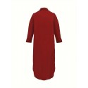 Plus Size Casual Dress, Women's Plus Solid Long Sleeve Button Up Lapel Collar Shirt Maxi Dress