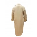 Plus Size Casual Dress, Women's Plus Solid Long Sleeve Button Up Lapel Collar Shirt Maxi Dress