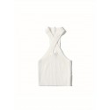 Women Plus Size Close-fitting Simple Style Vest, Solid Color Halter Neck Sleeveless Crop Tops