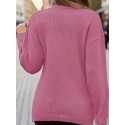 Plus Size Elegant Sweater, Women's Plus Solid Cable Drop Shoulder Long Sleeve Wrap Cross V Neck Jumper