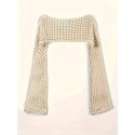 Plus Size Crochet Cover Up Knitted Crop Top, Sexy Hollow Out Beach Wear Long Sleeve Sweater, Women's Plus Size Clothing