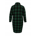 Chic Plus Size Plaid Longline Coat for Women - Casual Button-Up, Long Sleeve with Turn-Down Collar, Machine Washable