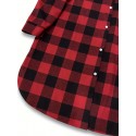 Chic Plus Size Plaid Longline Coat for Women - Casual Button-Up, Long Sleeve with Turn-Down Collar, Machine Washable