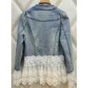 Plus-size Ladies Denim Top Pearl-collar Jacket