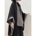 Plus Size Elegant Coat, Women's Plus Double-sided Batwing Sleeve Open Front Waterfall Collar Loose Fit Shawl Coat